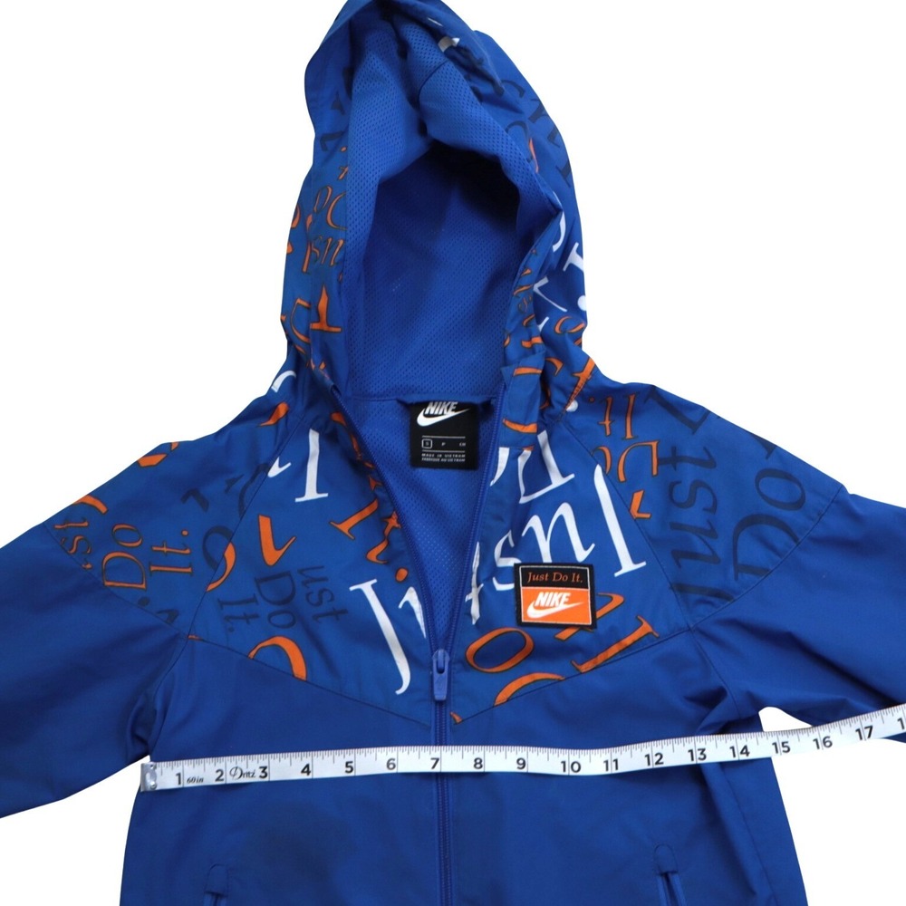 Nike Sportswear Kids Just Do It Windrunner Hooded Jacket Blue Orange Sz S School - Picture 5 of 8